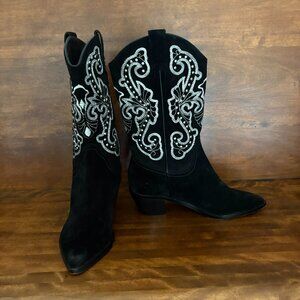 Dolce Vita Sula Women's Black Suede Cowboy Boots Size 6